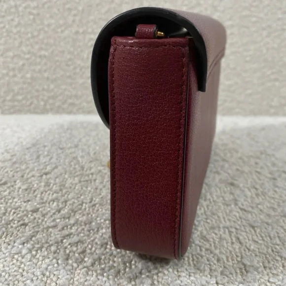 Authentic Pre-Owned Dior Medium Saddle Pouch with Chain Burgundy Goatskin - Picture 3 of 16